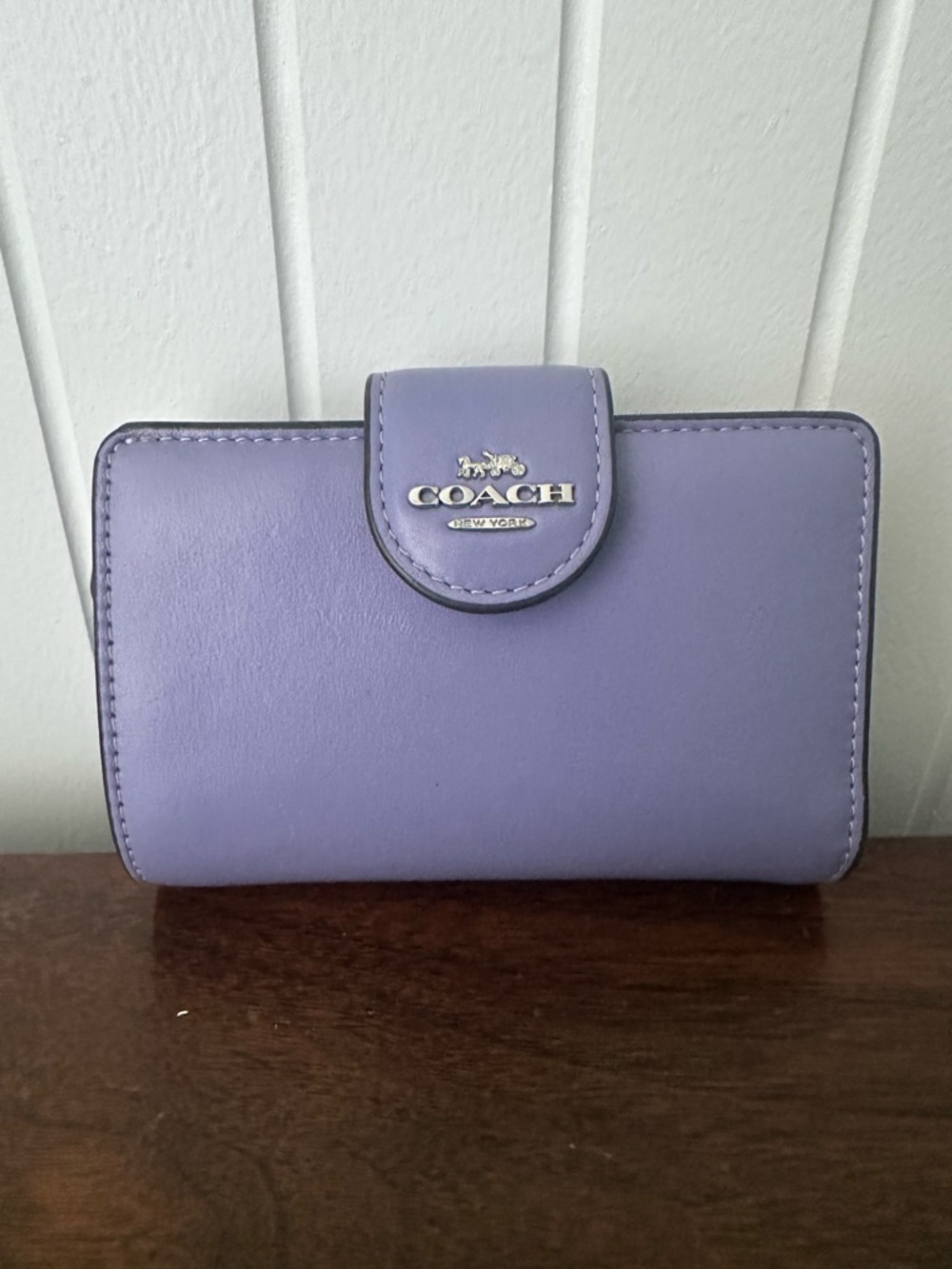COACH Lavender Leather Snap Continental Wallet